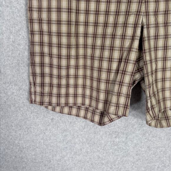 Gap Bermuda Shorts 8 Tan Plaid Khaki Chino Cotton Golf Grandpa Hiking GORP Thin - Picture 3 of 9